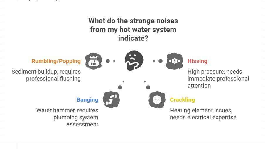 What do the strange noises from my hot water system indicate
